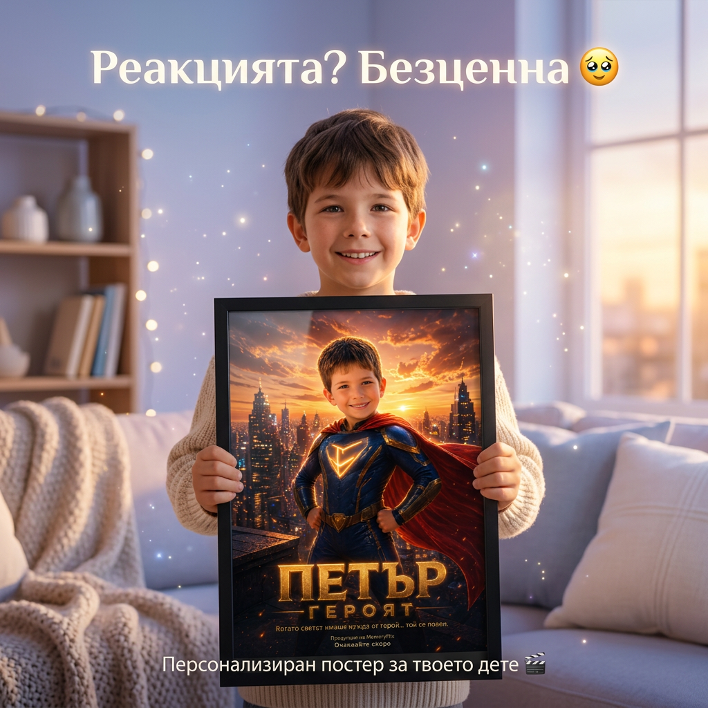 Персонализиран филмов постер с лицето на детето | MemoryFlix